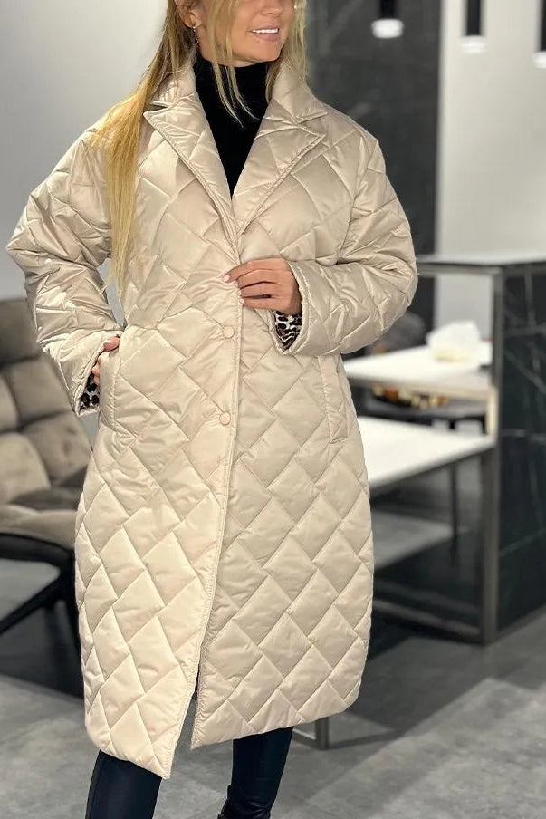 CIDEEMA | Reversible Quilted Coat with Leopard Print Lining