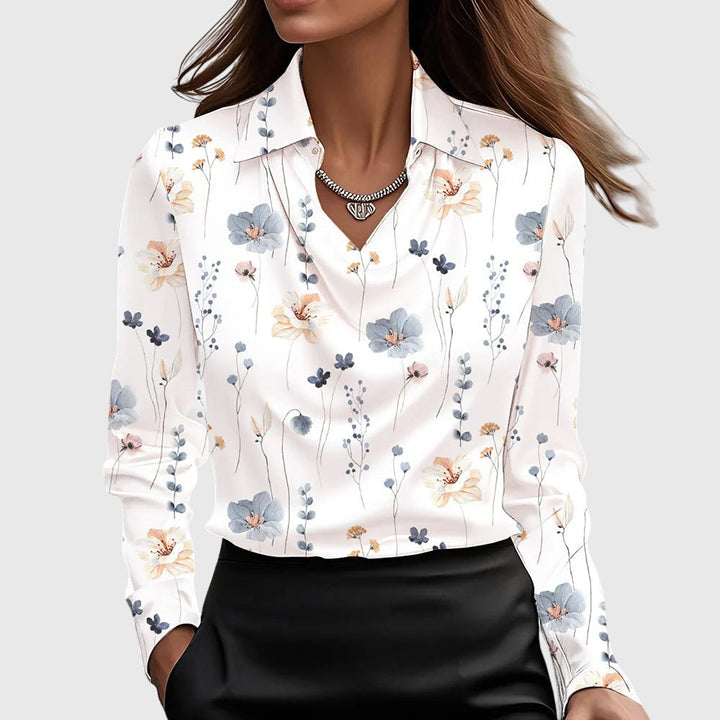 Luna™ - Elegant Drape-Neck Blouse