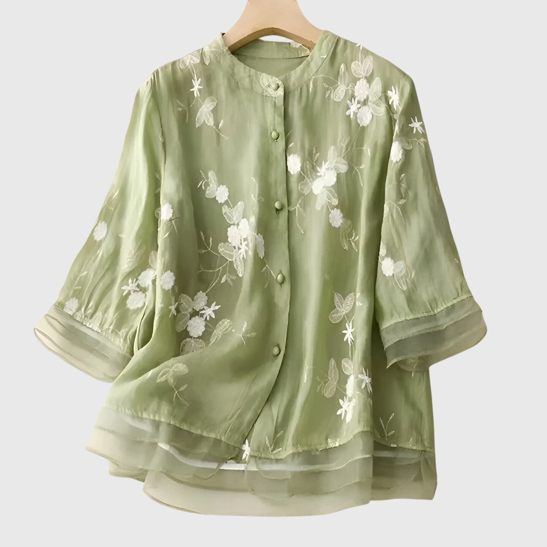 Victoria | Chic Floral Embroidered Top