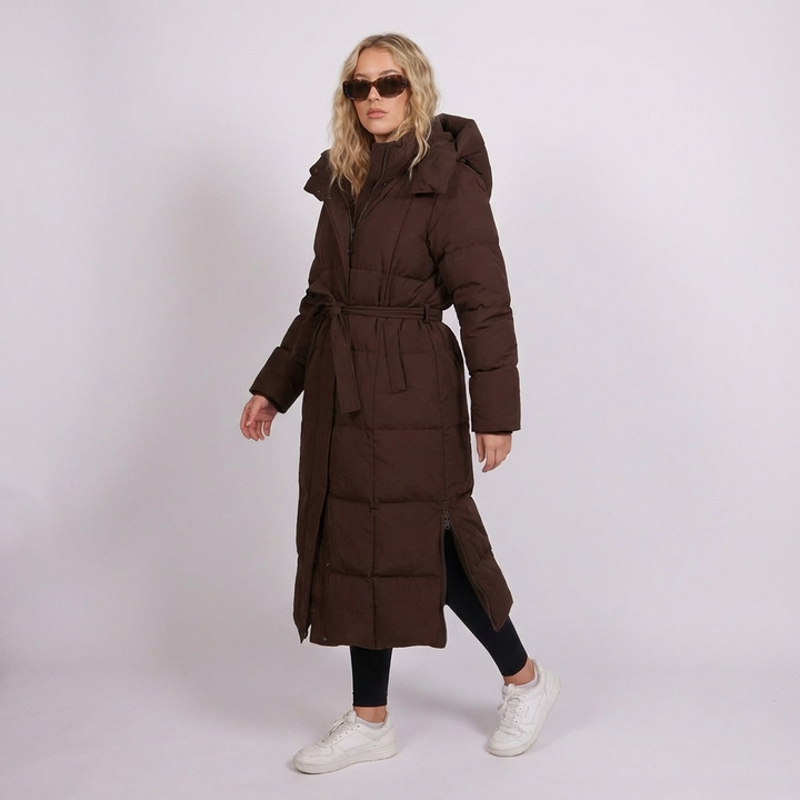 Hannah | Long Belted Puffer Coat