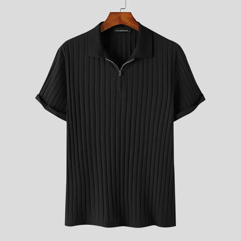 Rope Knit Quarter-Zip Short Sleeve Polo