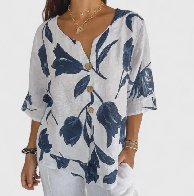 Victoria | Chic Floral Pattern Blouse