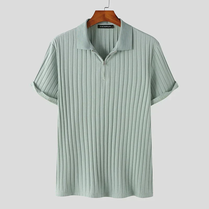 Rope Knit Quarter-Zip Short Sleeve Polo