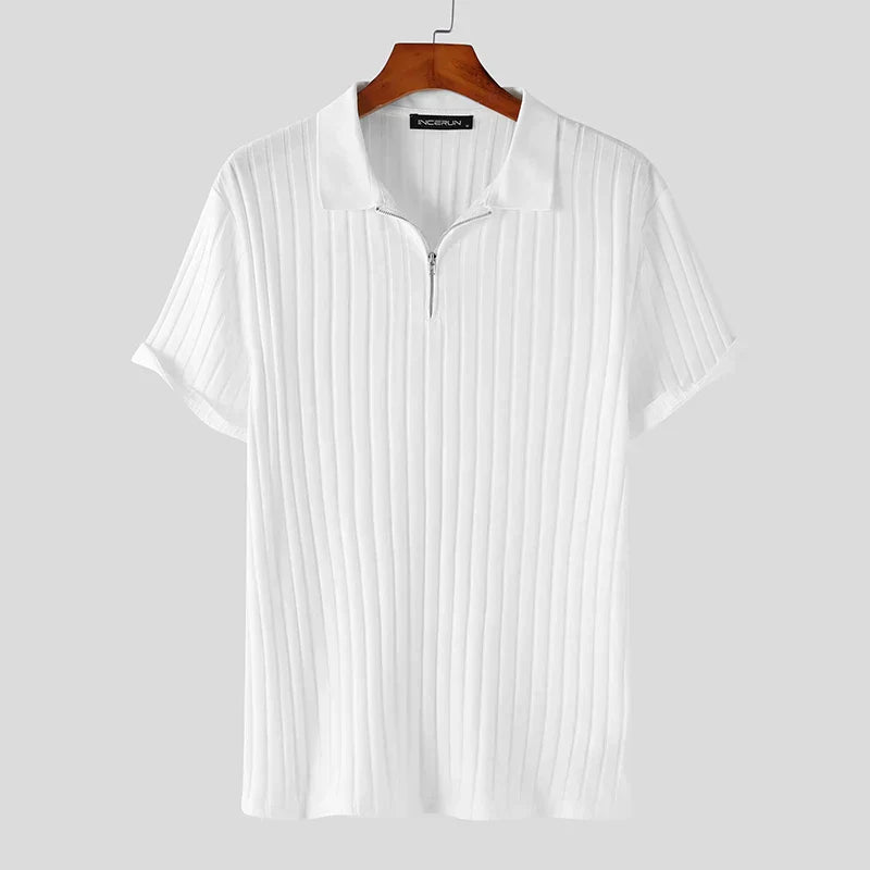 Rope Knit Quarter-Zip Short Sleeve Polo