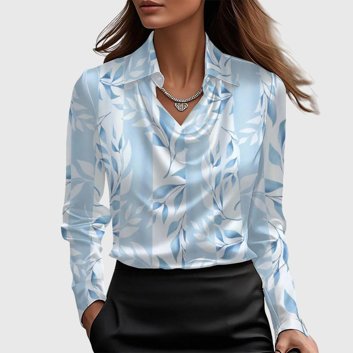 Luna™ - Elegant Drape-Neck Blouse