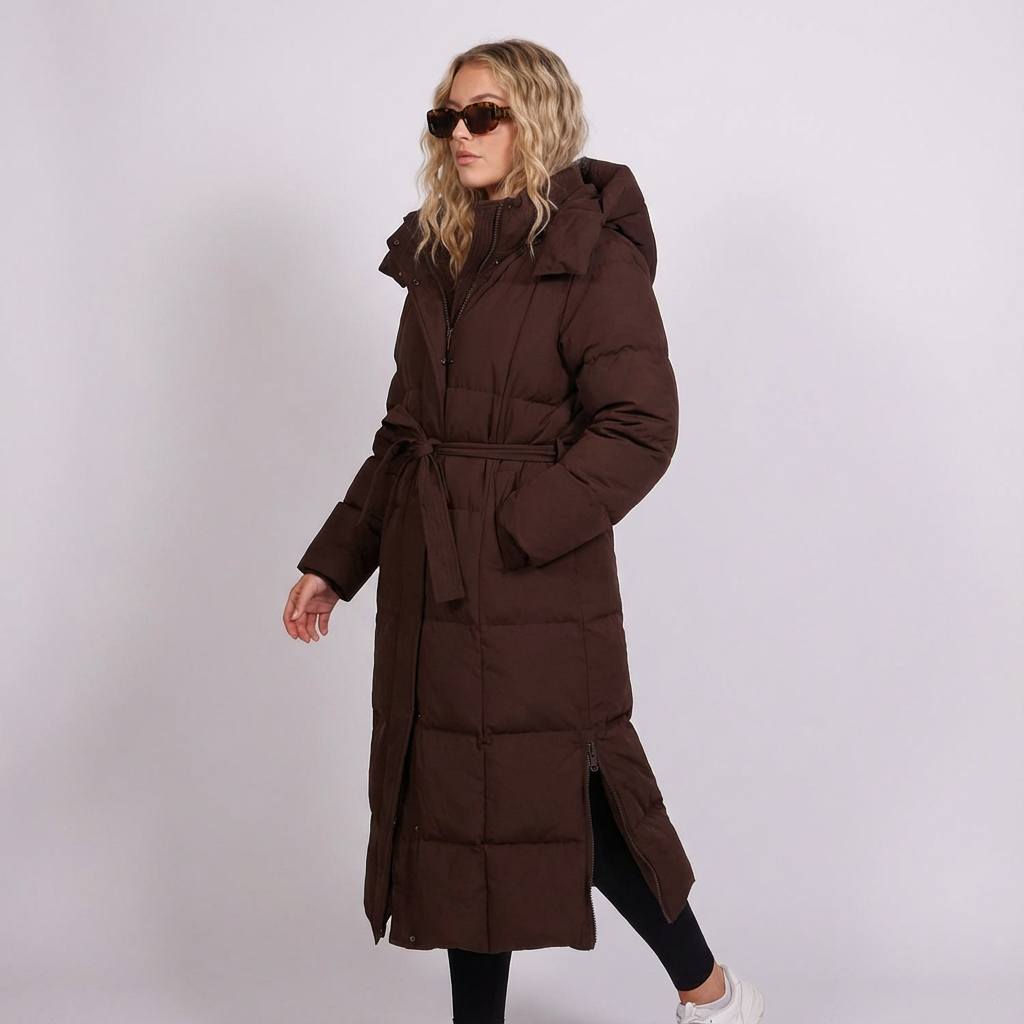 Hannah | Long Belted Puffer Coat
