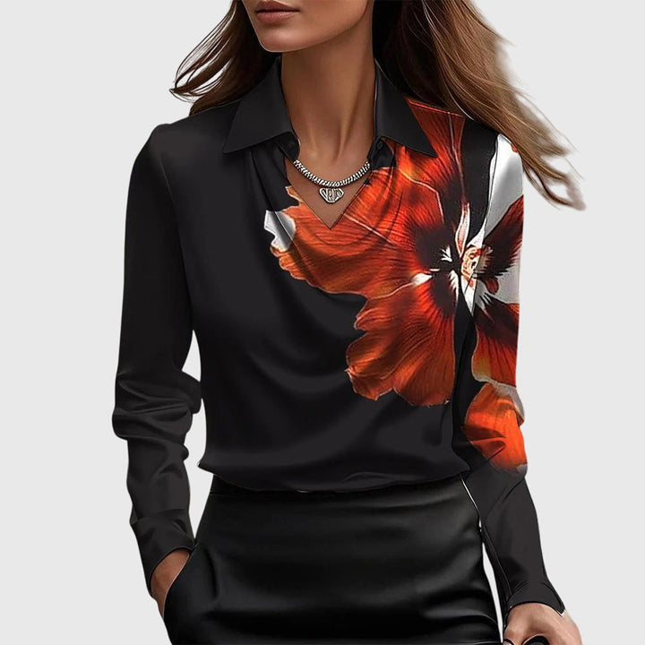 Luna™ - Elegant Drape-Neck Blouse