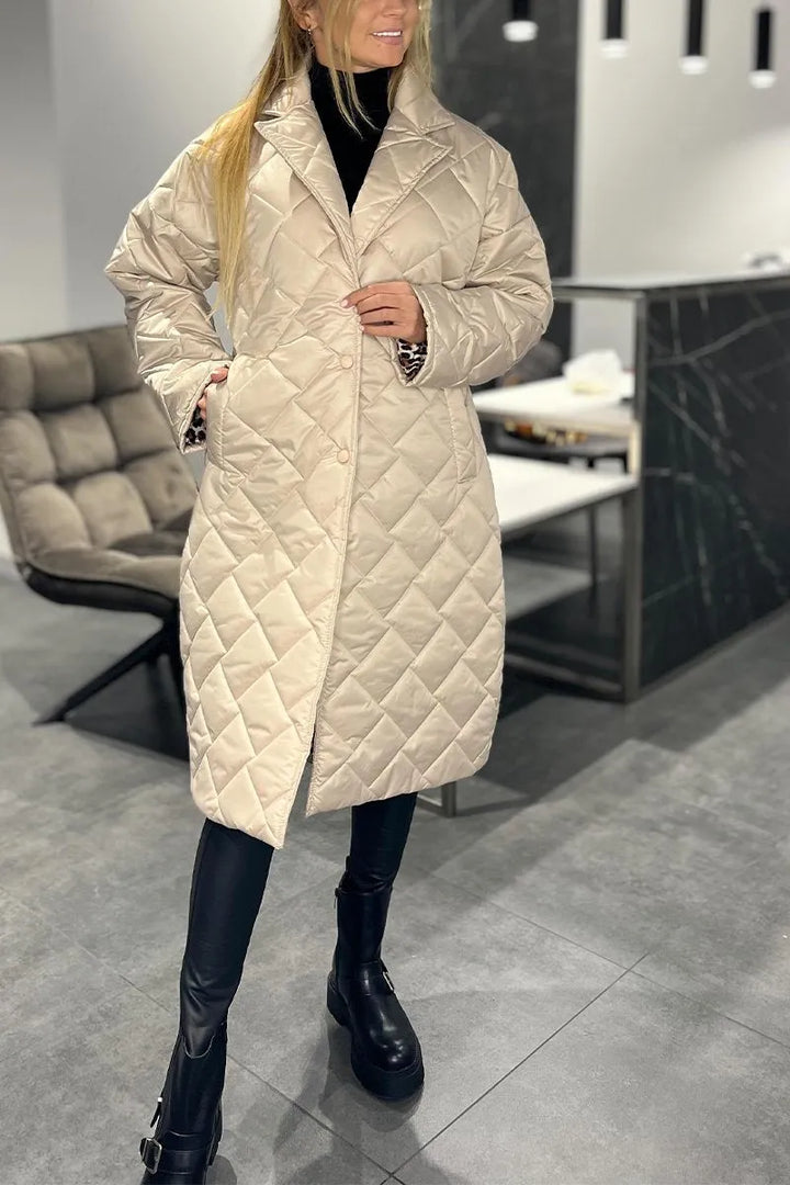 CIDEEMA | Reversible Quilted Coat with Leopard Print Lining