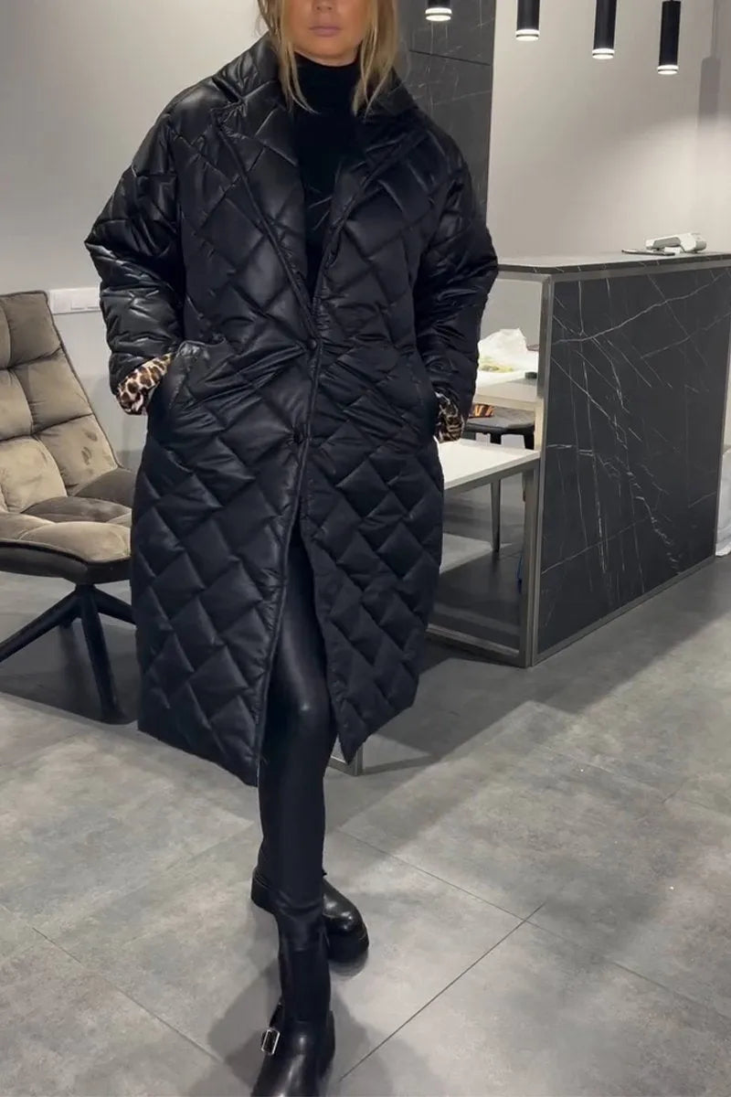 CIDEEMA | Reversible Quilted Coat with Leopard Print Lining