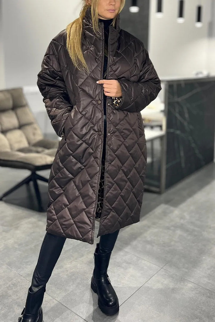 CIDEEMA | Reversible Quilted Coat with Leopard Print Lining